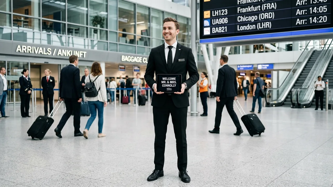 Meet & Greet am Frankfurt Flughafen Terminal mit Namensschild