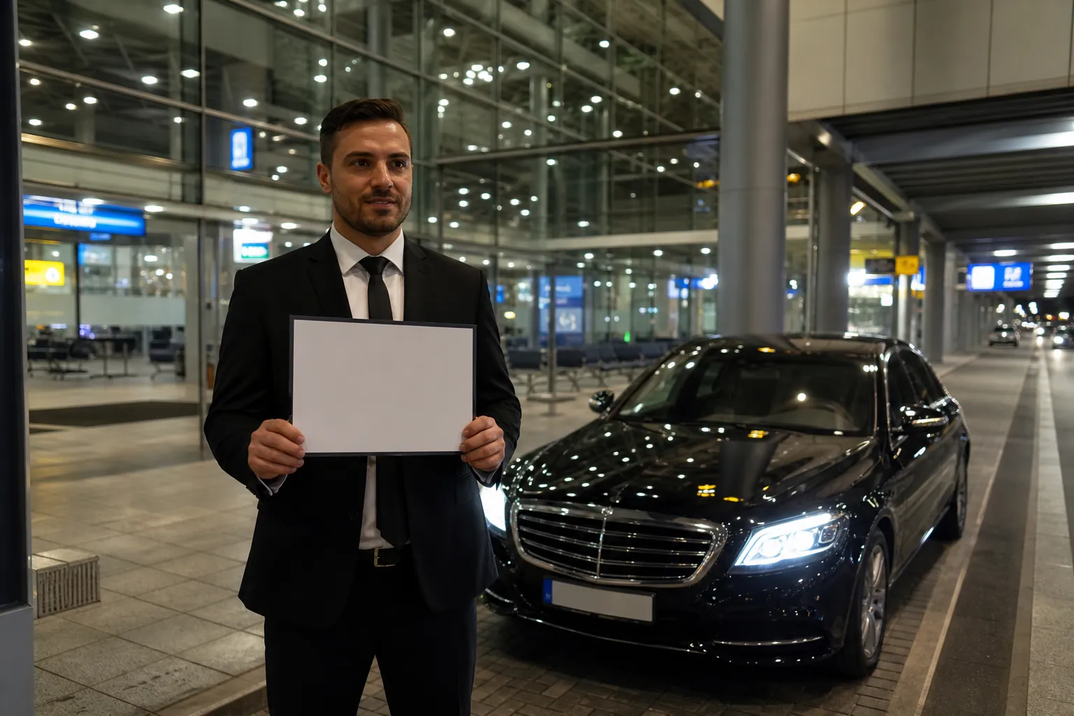 Abholung am Frankfurt Flughafen mit Namensschild