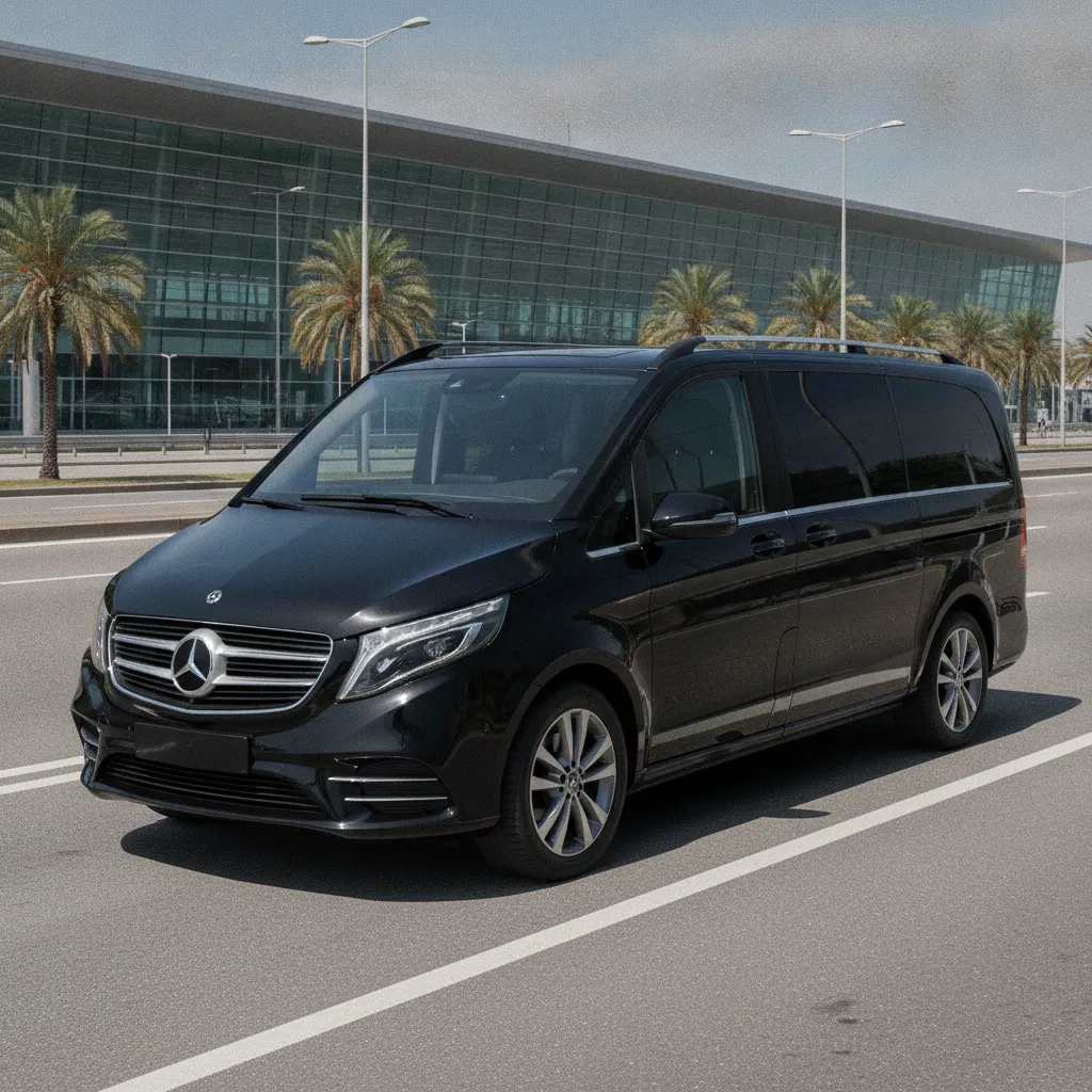 Schwarzer Mercedes-Benz V-Class Van als Gruppenfahrzeug für bis zu 8 Passagiere