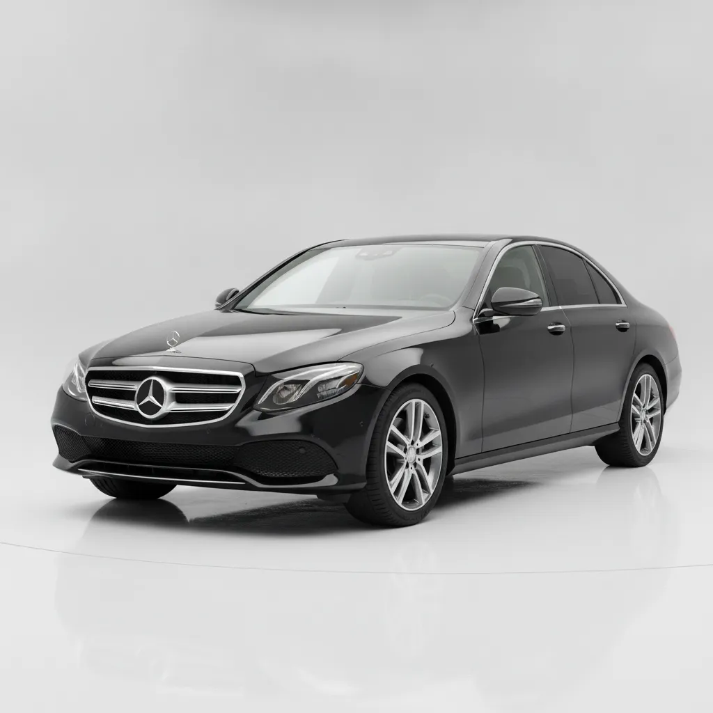 Schwarze Mercedes-Benz Limousine als Standardfahrzeug für den Flughafentransfer